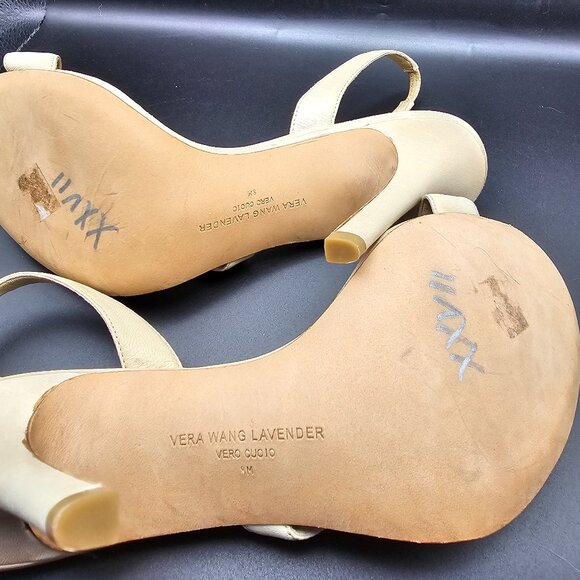 Vera Wang Lavender Cream Embellished Slingback Heels – Size 8 - Picture 9 of 10